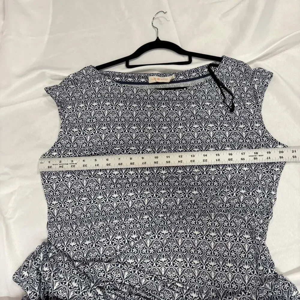 Tory‎ Burch Blue White Pattern Dress 100% Rayon L Womens